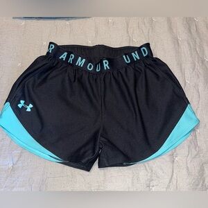Under Armour Women's Black Shorts with Teal Accents